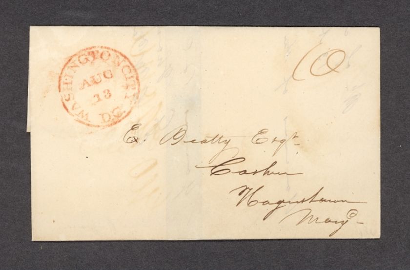 1838 Stampless Folded Letter   Washington City, D.C.  