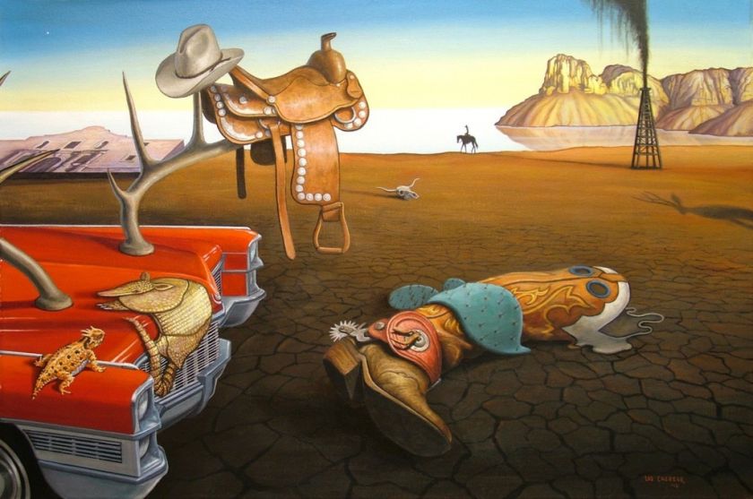 TEXAS DALI  ESQUE SURREAL LANDSCAPE 18 X 27 POSTER  