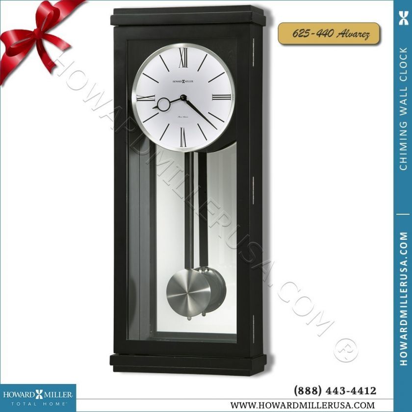 625 440 Howard Miller Black finish triple chiming pendulum wall clock 