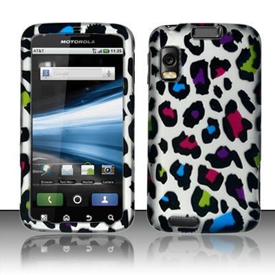 Motorola Atrix MB860 Colorful Leopard Hard Case Cover  