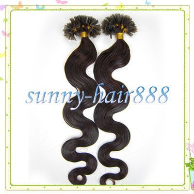 20Nail tipped pre U tipped Remy HUMAN HAIR EXTENSIONS ★BODYWAVY 