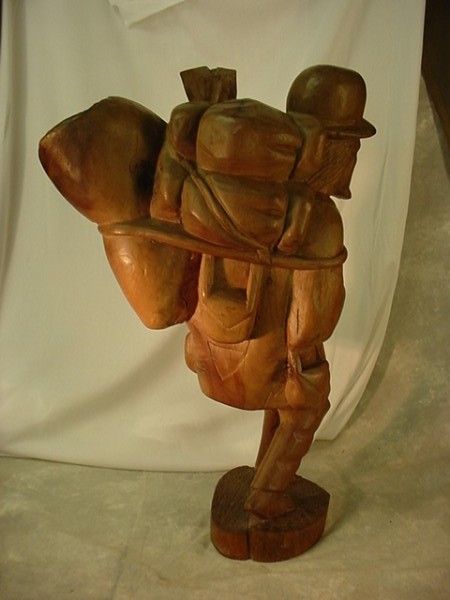 HUGE 22 WANDERING TRAVELER WOOD CARVING Sculpture PERU  