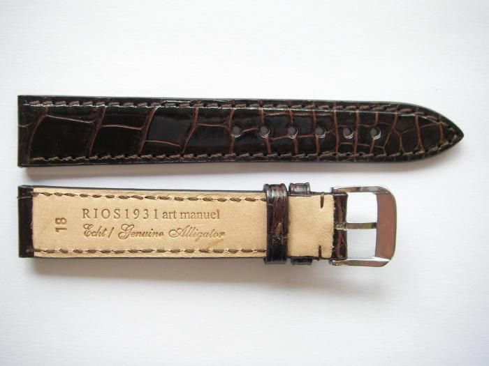 Rios1931 alligator handmade thin Mokka brown watch band  