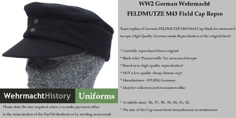 WWII German PANZERWAFFE M43 Feldmutze Cap all sizes  