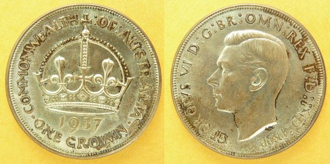 Australia 1937(m) Crown,BU toning  