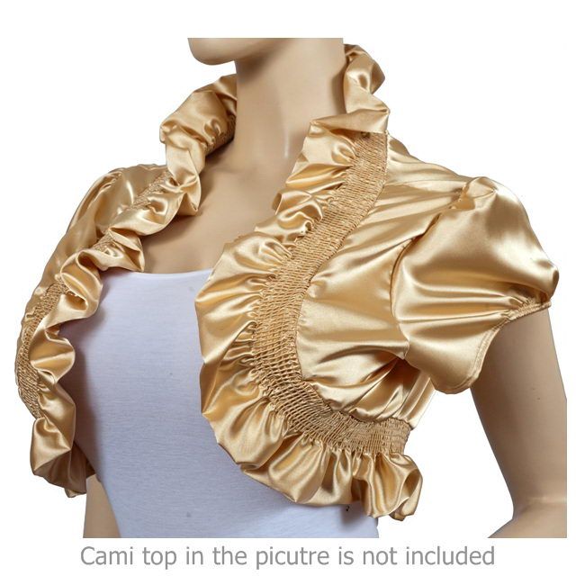 Gold Ruffled Collar Cropped Plus Size Bolero Shrug  