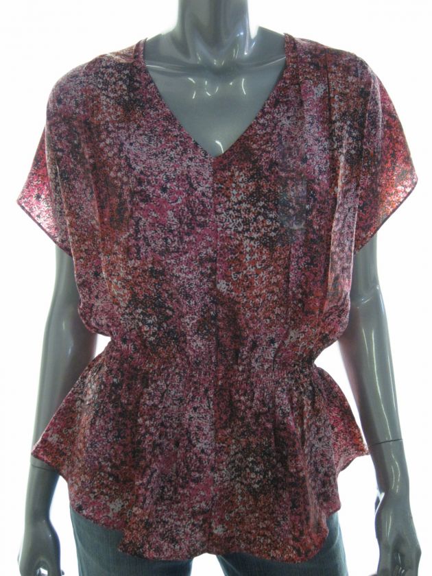 NEW Calvin Klein Pink Sangria Blouse Elastic Waist Sz M NWT  