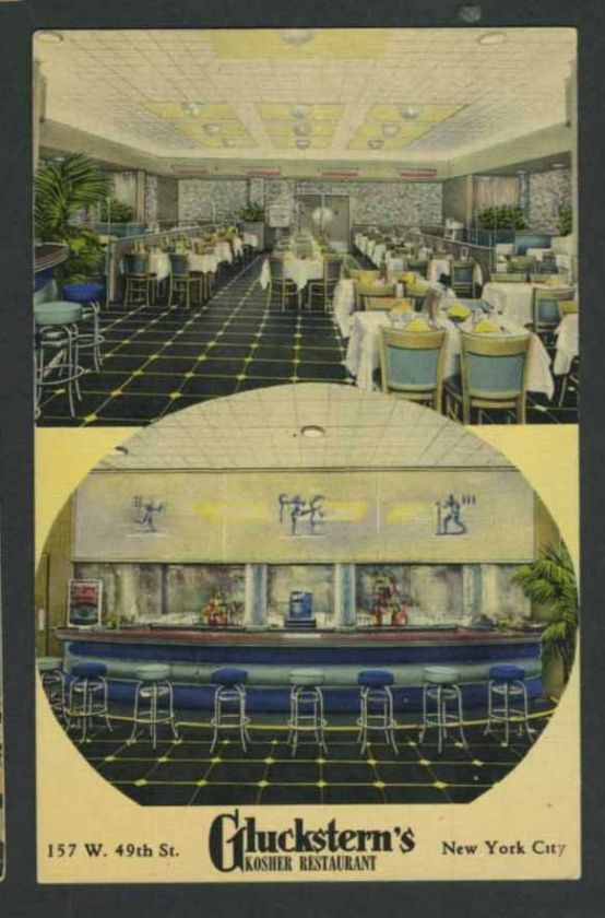 Glucksterns KOSHER restaurant New York City LINEN AD Poster Style 