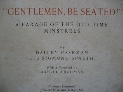 Gentlemen, Be Seated Old Time Minstrels 1928 Blackface  