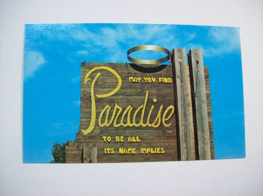 NEW POSTCARD SIGN NEAR PARADISE, CALIFORNIA  