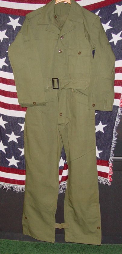 ARMY HARRINGBONE TWILL OVERALLS TANKER COVERALLS SMALL  