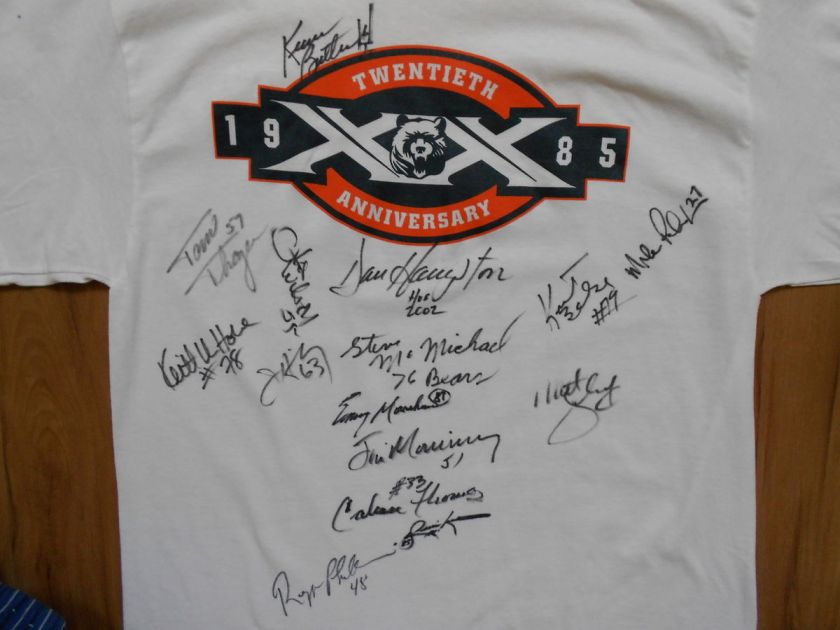 Super Bowl XX Team Signed 20th Anniversary 1985 Tee Shirt  