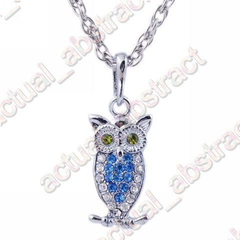 Free Tibetan Owl pendant necklace Czech rhinestone6pcs  