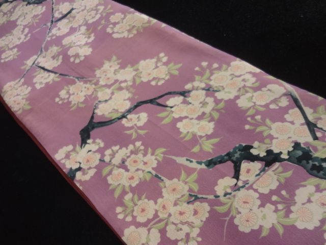 6410# Japanese KIMONO SILK / VINTAGE FUKURO OBI / DYED SAKURA  