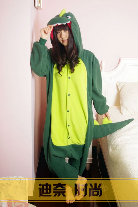   Green Dinosaur Cosplay Costume KIGURUMI Pajamas Xman Gift S M L  