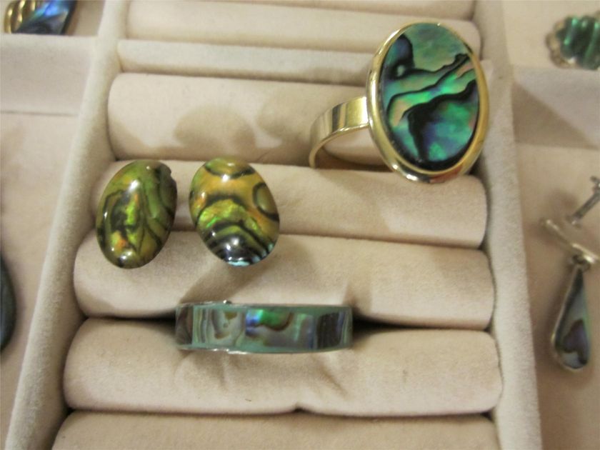 ABALONE RINGS BRACELETS EARRINGS MOTHER OF PEARL SHELL IRIDESCENT 