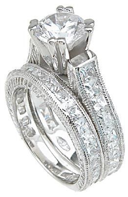   925 STERLING SILVER ROUND WEDDING ENGAGEMENT RING SET SIZE 5,6,7,8,9