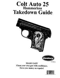 Colt Auto 25 Hammerless Pistol Takedown Guide Radocy  