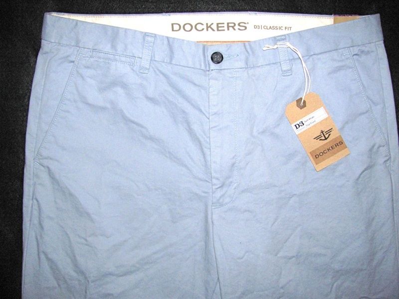   D3 Flat Front Classic Fit Blue SOFT Khaki Pants NWT Mens 36W x 29L $52