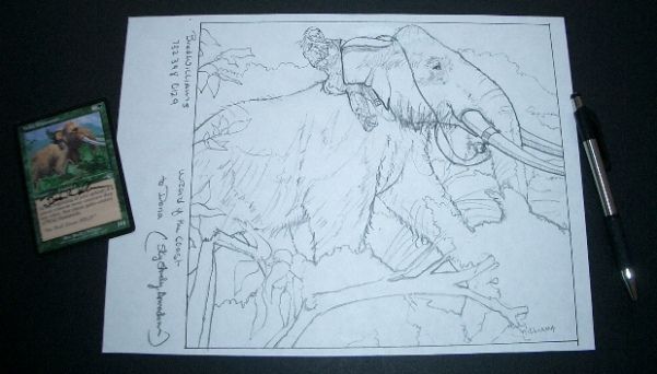 Signed MTG Original Art _ WILD MAMMOTH _ Brad Williams  