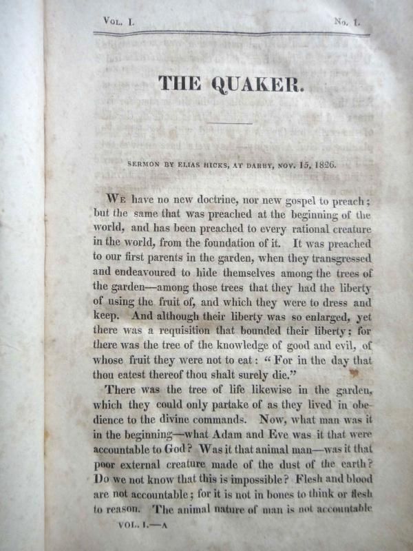 1827 antique LEATHER QUAKER SERMONS phila pa PENN,HICKS  