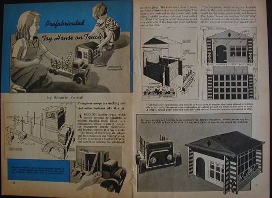 Prefab House & Lumber Truck Wooden Toy 1945 How To build PLANS  