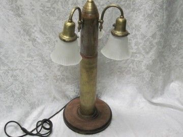   TRENCH ART WWI ERA ARTILLARY SHELL CASING BRASS COPPER LAMP  