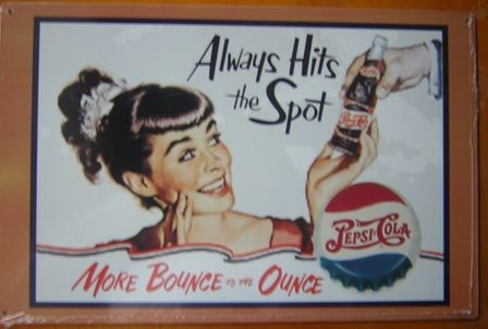 Pepsi Cola Always Hit Spot Rec Game Room Retro Tin Sign  