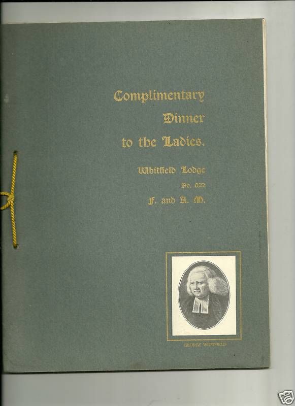 1907 Whitfield Lodge (Tatamy Pa) Ladies Dinner Program  