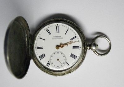 RARE ANTIQUE SILVER ENAMEL OTTOMAN POCKET WATCH COURVOISIER FRERE VERY 