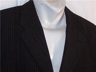 44L Perry Ellis BLACK WHITE PINSTRIPED sport coat suit blazer jacket 