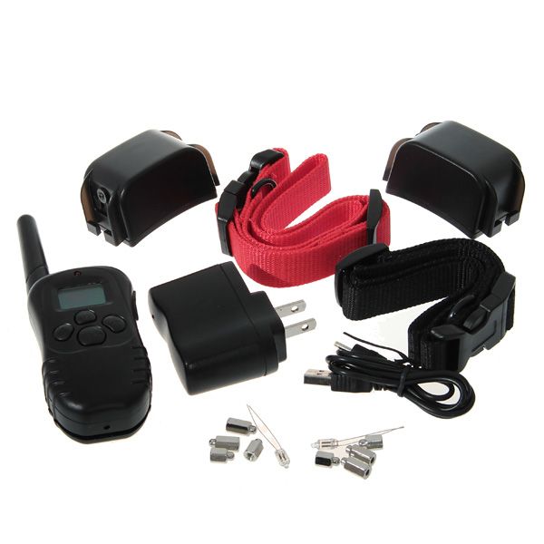 Rechargeable LCD 100LV SHOCK&VIBRA REMOTE DOG TRAINING COLLAR for 2 