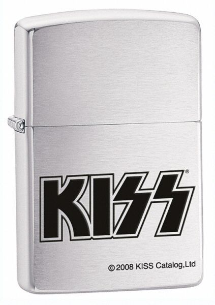   KISS LOGO BRUSHED CHROME WINDPROOF LIGHTER 24565 ***INT***  