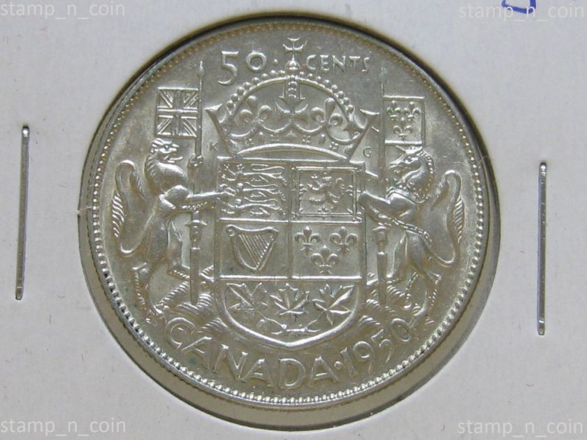 1950 Half Dollar 50c Canada Canadian About UNC+ NO DES0  