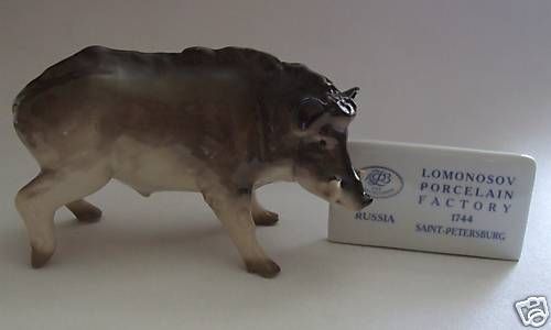 LOMONOSOV PORCELAIN RUSSIAN WILD BOAR PIG FIGURINE BRAND NEW  