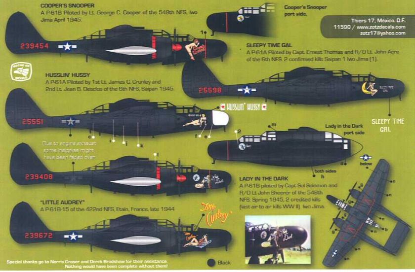 Zotz Decals 1/48 VENOMOUS WIDOWS P 61 BLACK WIDOW #1  