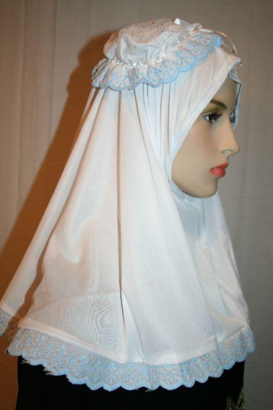 Girls Amira 1Pc Scarf Hijab W/Lace Hejab Kids 0 6yr Eid  