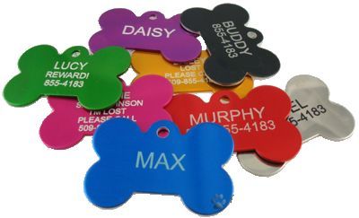 Engraved Pet ID Tag Bone  Pet ID  