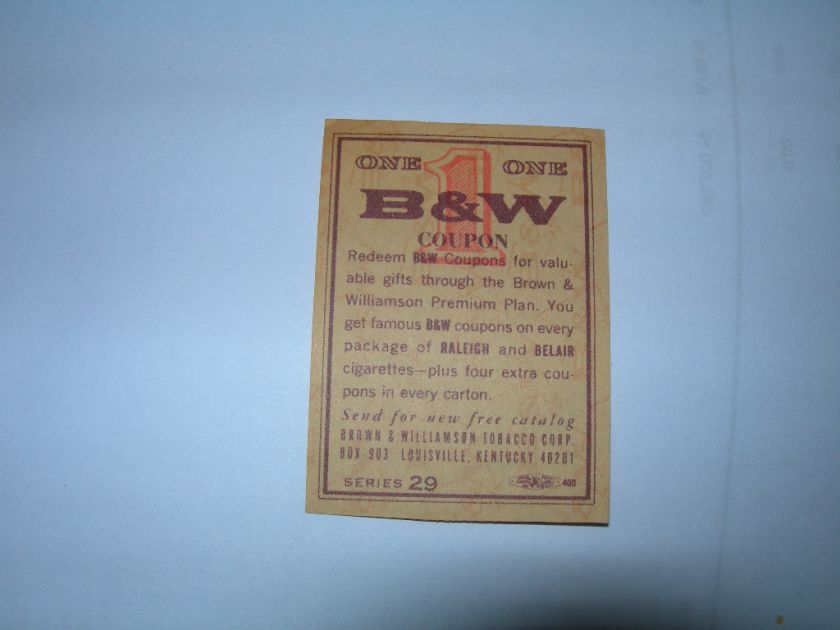 One Brown & Williamson   B & W Cigarette Coupon  