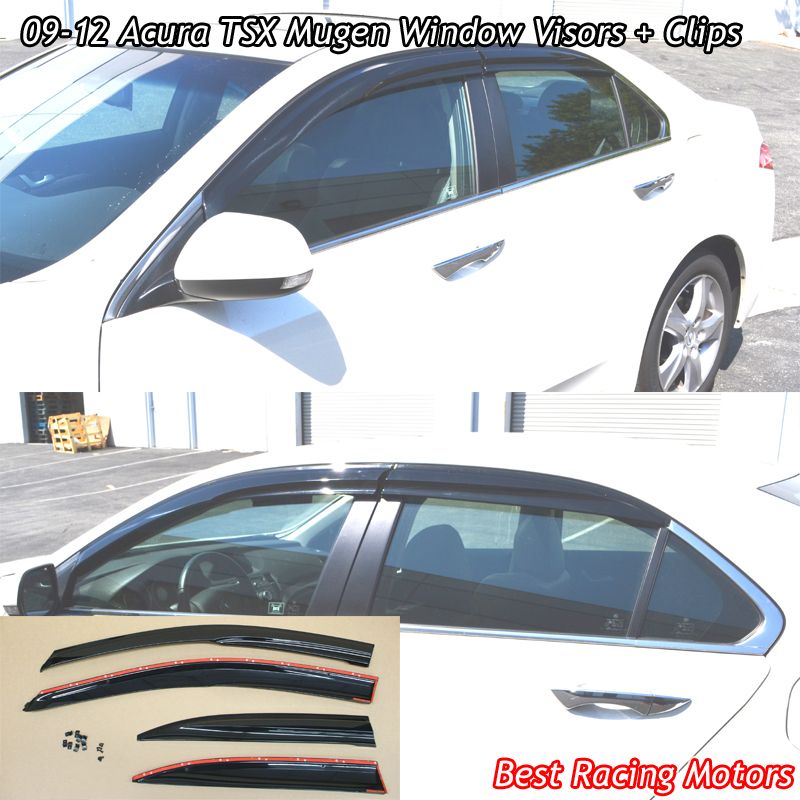 09 12 TSX 4dr Mugen Side Window Visors + Clips  