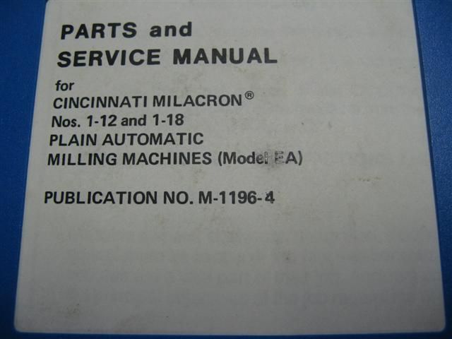 Cincinnati Horizontal Milling Machine (Model EA) NR  