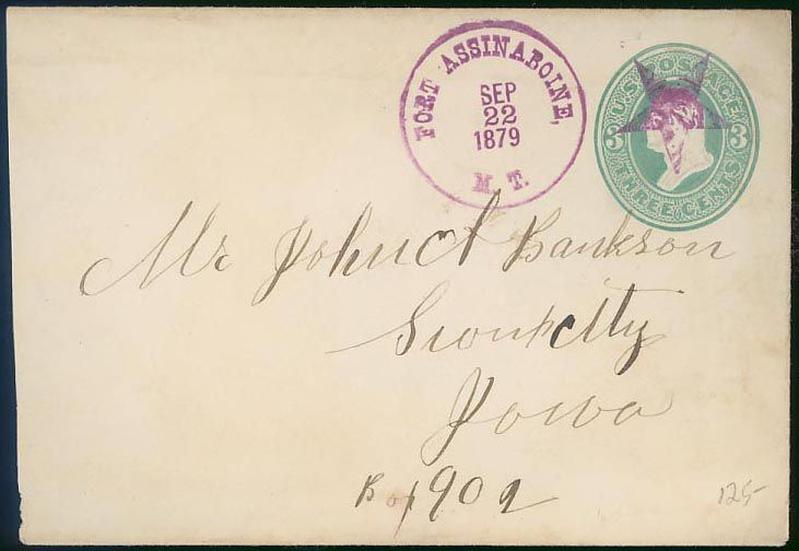   US Fort Assinaboine, Montana, Postmarked Entire to Sioux City, Iowa