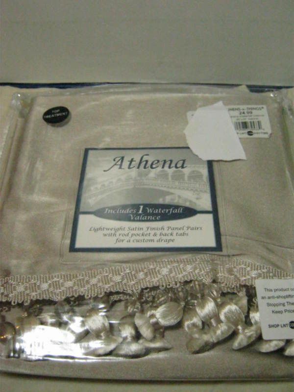 NEW ATHENA SATIN WATERFALL WINDOW VALANCE NATURAL NIP  