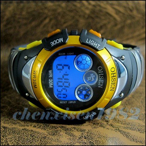 OHSEN Kids Boys Girls Child Multifunction LED Alarm Stop Sport Wrist 