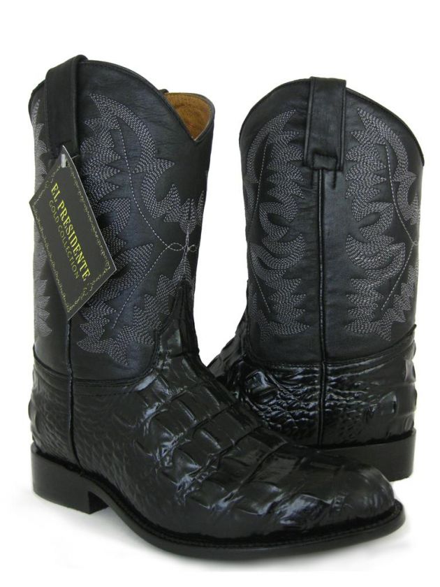 NEW CROCODILE ALLIGATOR ROPER COWBOY DRESS BOOTS ROUND TOE OVAL 