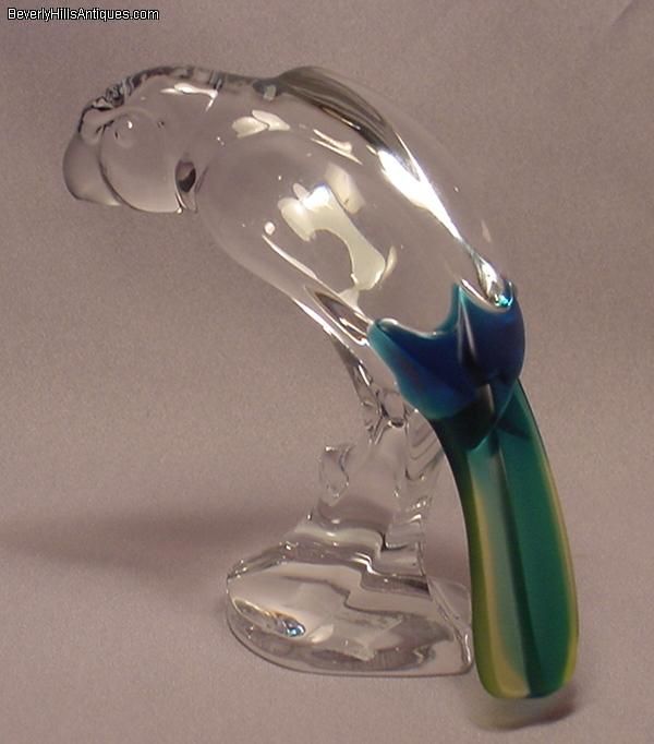 Royales de Champagne Pate de Verre Clear Crystal Parrot  