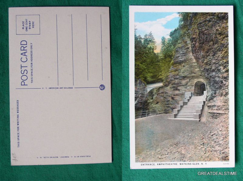 WATKINS GLEN NY AMPHITHEATRE VIEW OLD VINTAGE POSTCARD  