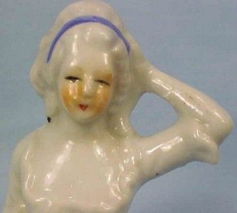 COLONIAL LADY PORCELAIN HALF DOLL Pin Cushion JAPAN  