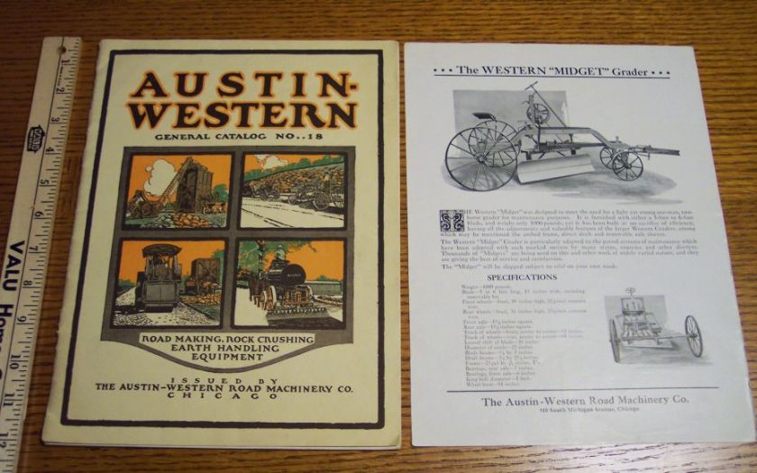 RARE 1910 Road Construction Catalog Steam Roller Grader  