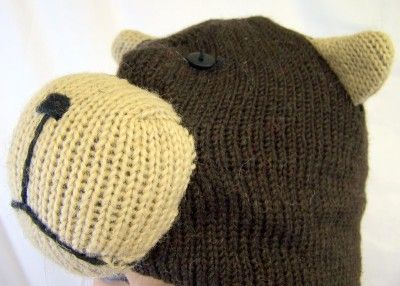 Bear Hat Cartoon Animal Warm Wool Winter Ski Snowboard Cap Ear Flaps 